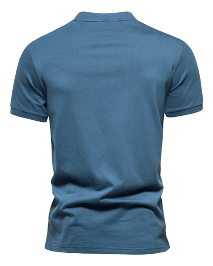 AIOPESON Men's Cotton Casual V-neck Zipper T-shirt - Summer Style