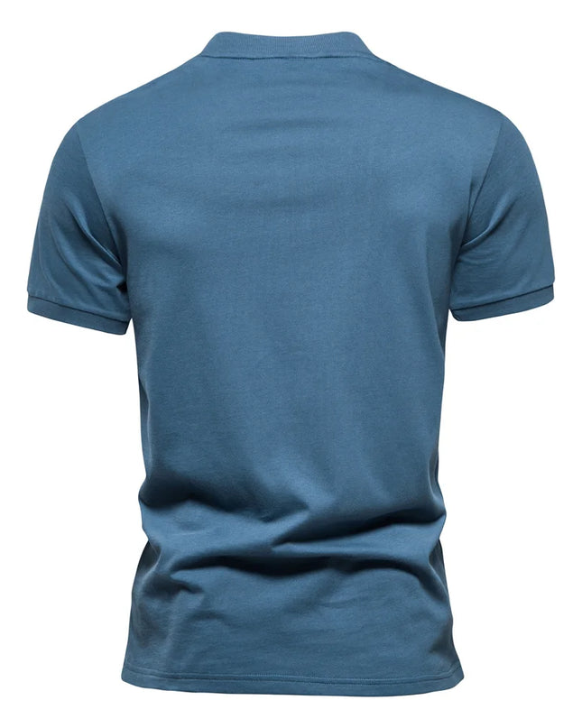 AIOPESON Men's Cotton Casual V-neck Zipper T-shirt - Summer Style