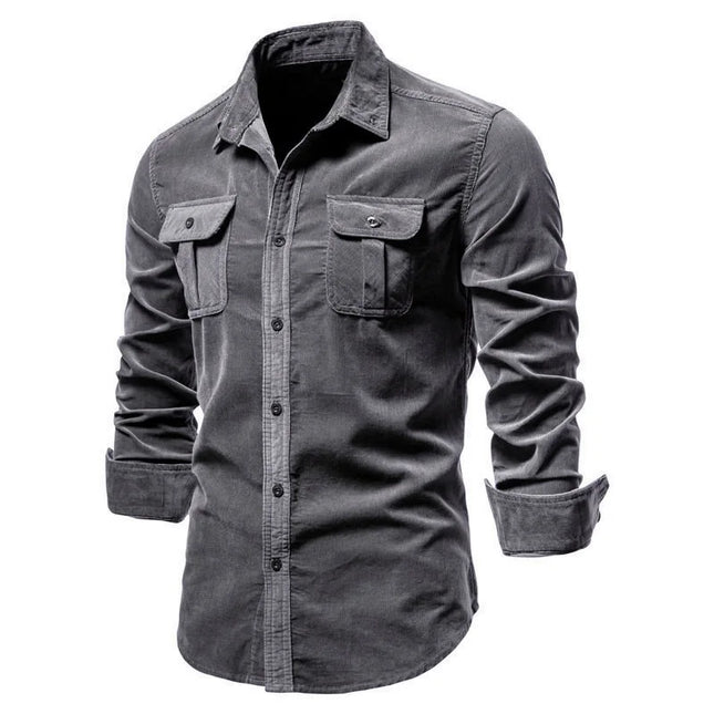 AIOPESON Men's Cotton Corduroy Shirt - Slim Fit Casual Fashion