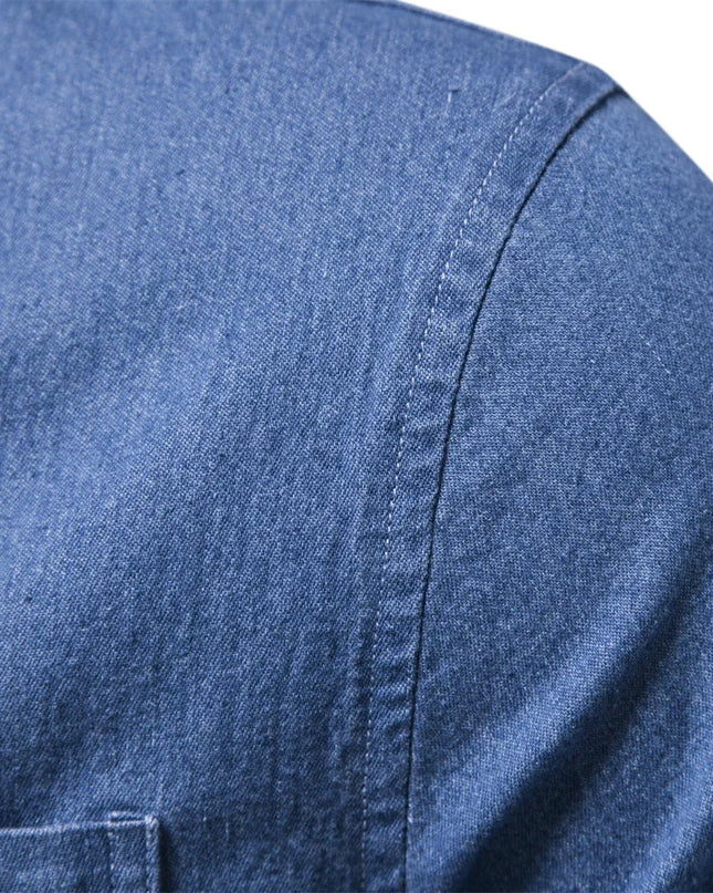 AIOPESON Men's Cotton Denim Shirt - Long Sleeve, Casual Style