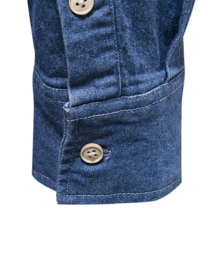 AIOPESON Men's Cotton Denim Shirt - Long Sleeve, Casual Style