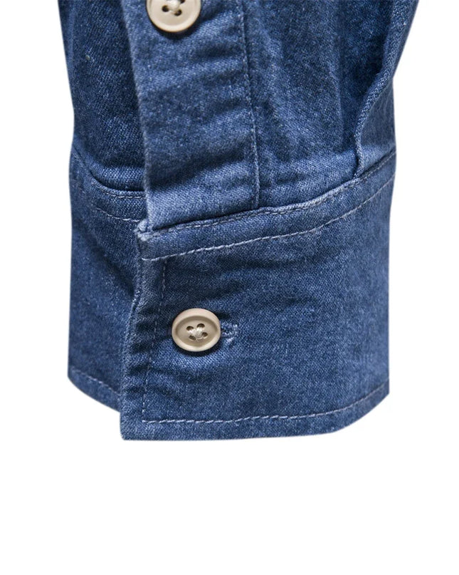 AIOPESON Men's Cotton Denim Shirt - Long Sleeve, Casual Style