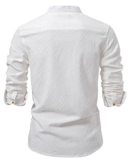 AIOPESON Men's Cotton Half-Button Long Sleeve Shirt - Casual Fashion