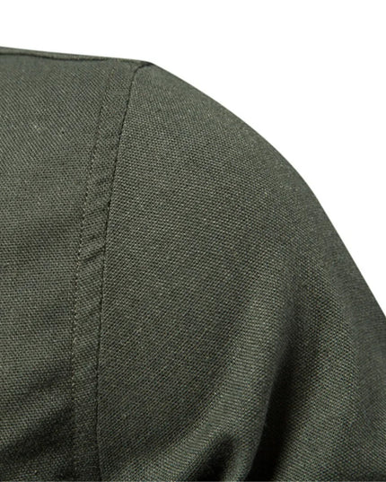 AIOPESON Men's Cotton Long Sleeve Shirt - Solid Color, Single Pocket