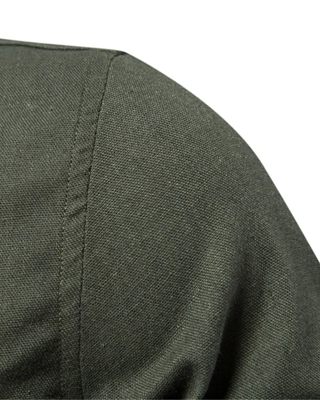 AIOPESON Men's Cotton Long Sleeve Shirt - Solid Color, Single Pocket