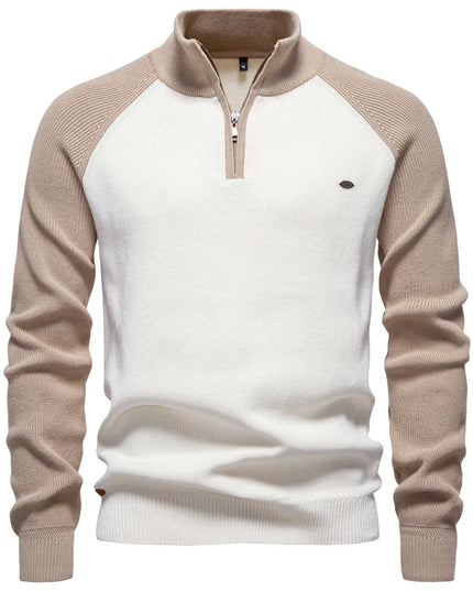 AIOPESON Men's Cotton Mock Neck Pullover - Warm Casual Sweater