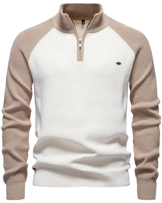 AIOPESON Men's Cotton Mock Neck Pullover - Warm Casual Sweater
