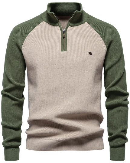 AIOPESON Men's Cotton Mock Neck Pullover - Warm Casual Sweater