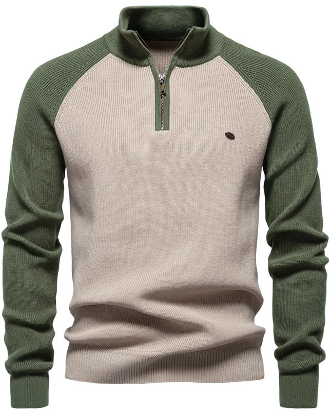 AIOPESON Men's Cotton Mock Neck Pullover - Warm Casual Sweater
