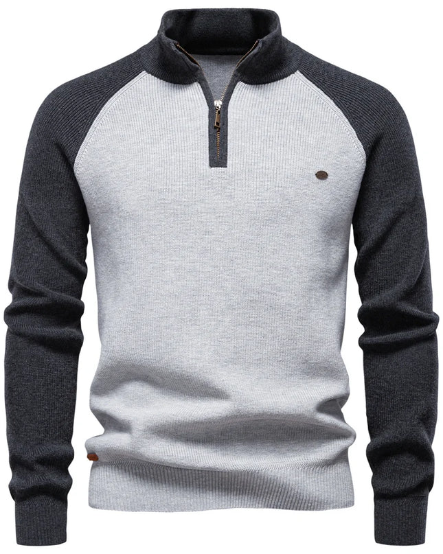 AIOPESON Men's Cotton Mock Neck Pullover - Warm Casual Sweater