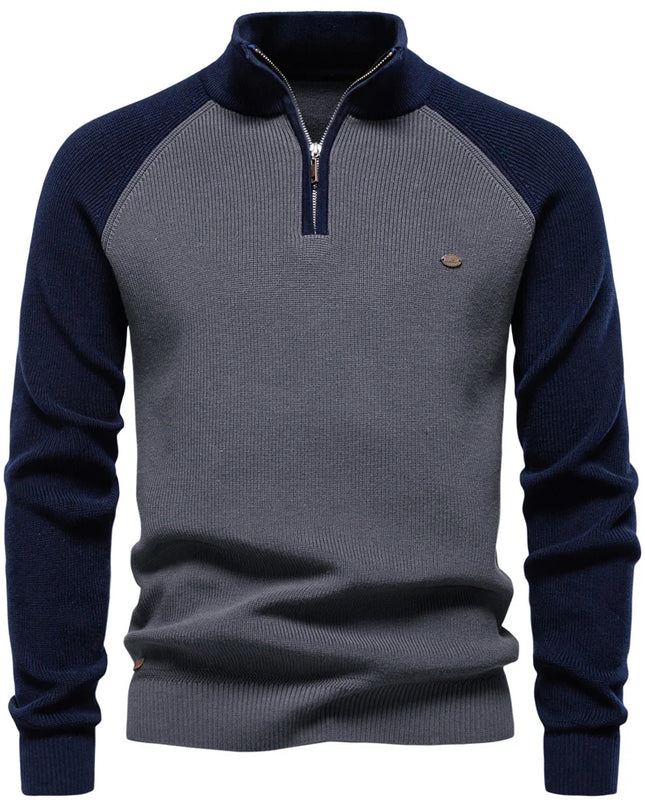 AIOPESON Men's Cotton Mock Neck Pullover - Warm Casual Sweater