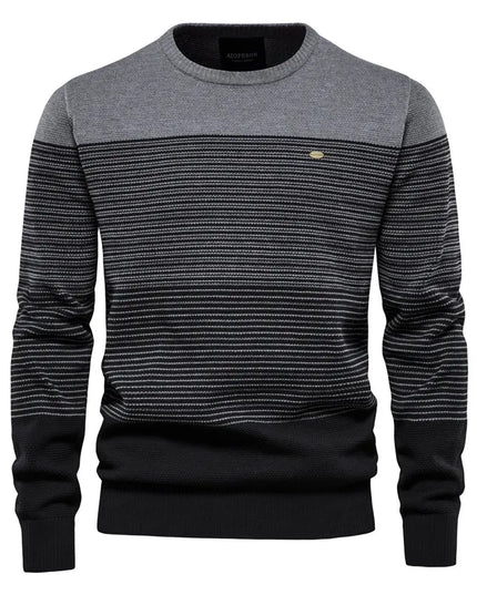 AIOPESON Men's Cotton O-Neck Sweater - Casual Spliced Knitted Design