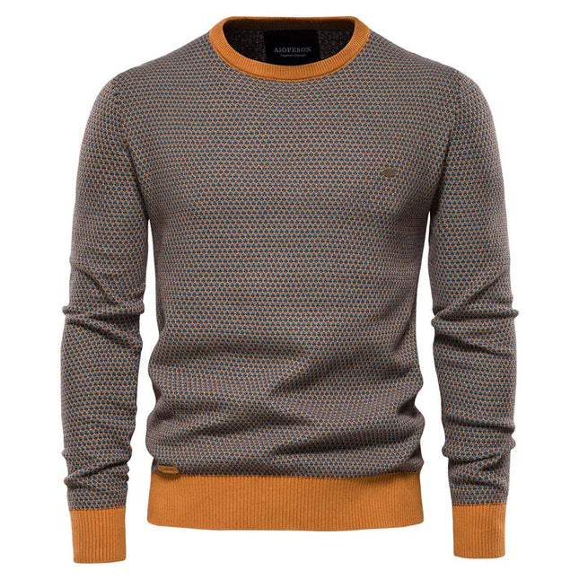 AIOPESON Men's Cotton Pullover Sweater - Warm O-neck Casual Style