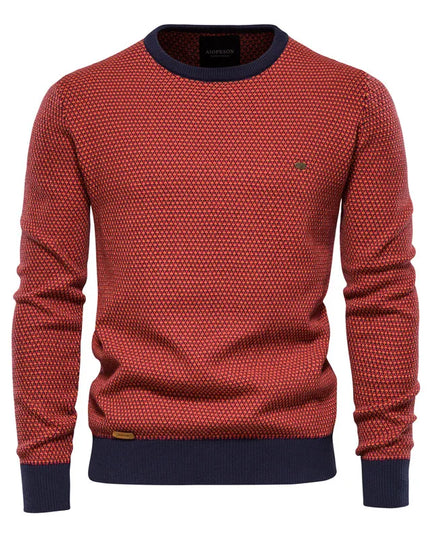 AIOPESON Men's Cotton Pullover Sweater - Warm O-neck Casual Style