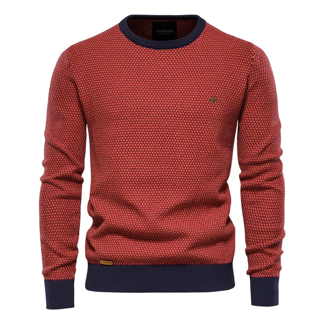 AIOPESON Men's Cotton Pullover Sweater - Warm O-neck Casual Style
