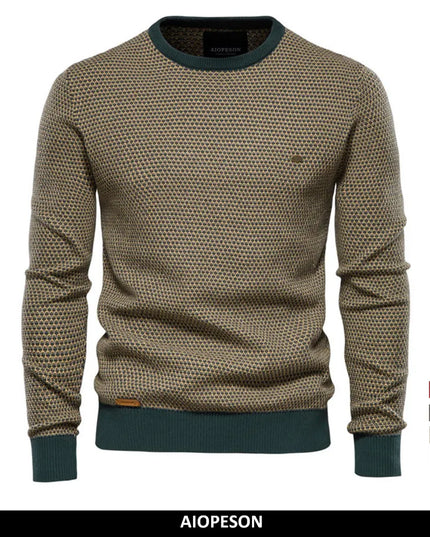 AIOPESON Men's Cotton Pullover Sweater - Warm O-neck Casual Style