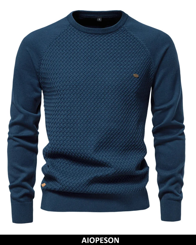 AIOPESON Men's Crew Neck Cotton Pullover Sweater - Casual & Stylish