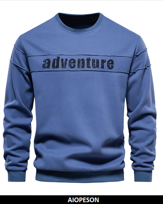 AIOPESON Men's Crew Neck Patchwork Sweatshirt - Trendy Sportwear Top