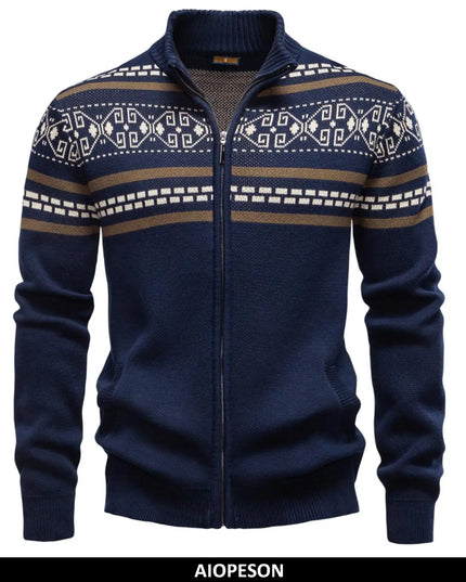 AIOPESON Men's Ethnic Mandarin Collar Jacket - Vintage Tribal Print