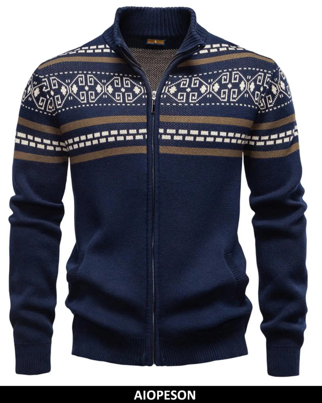 AIOPESON Men's Ethnic Mandarin Collar Jacket - Vintage Tribal Print