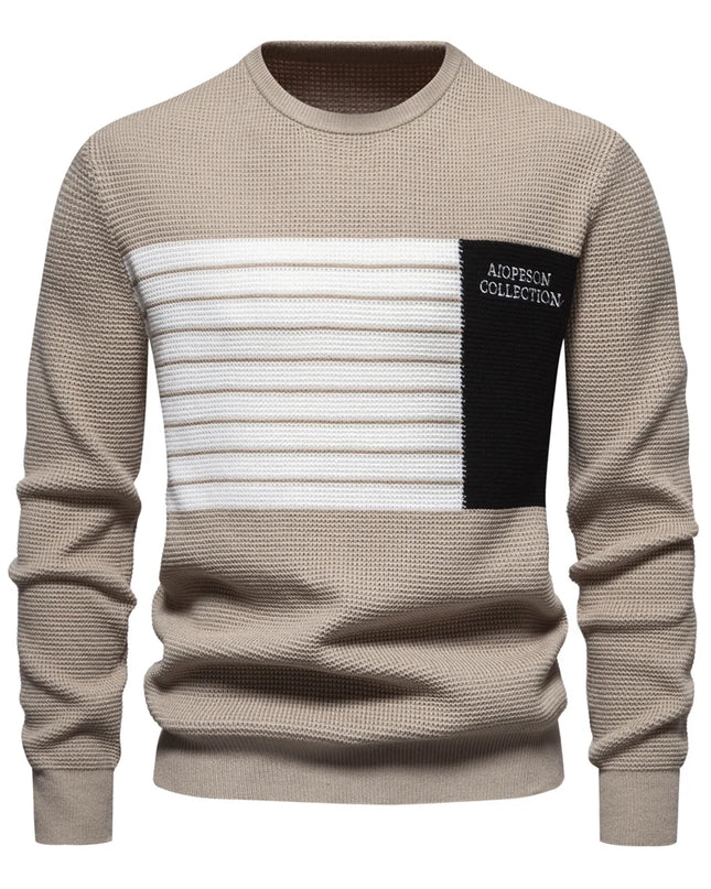 AIOPESON Men's Fashion Stripe Sweater - Casual Knitted Pullover