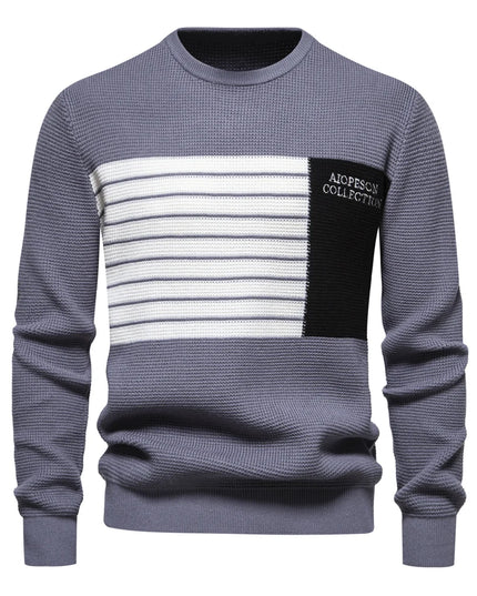 AIOPESON Men's Fashion Stripe Sweater - Casual Knitted Pullover