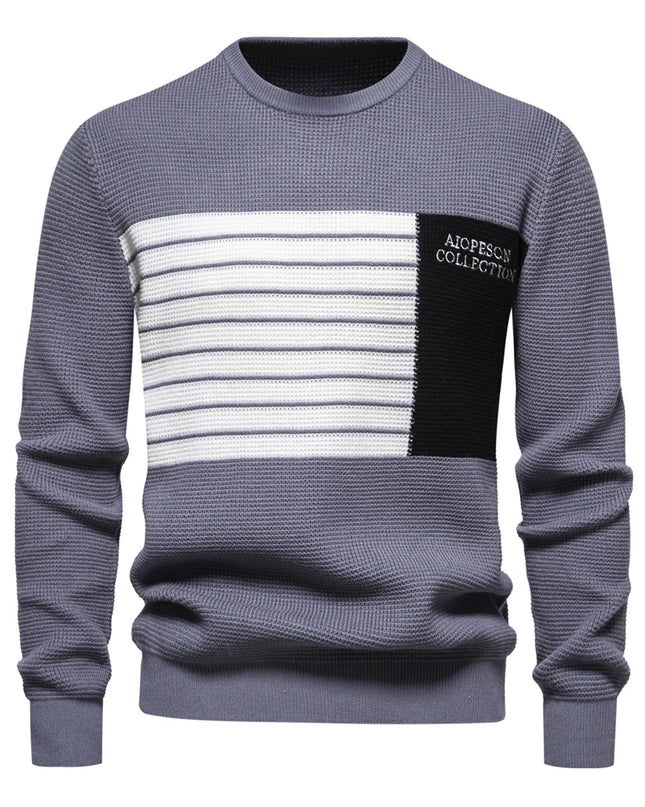 AIOPESON Men's Fashion Stripe Sweater - Casual Knitted Pullover