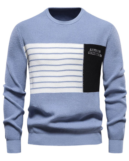 AIOPESON Men's Fashion Stripe Sweater - Casual Knitted Pullover