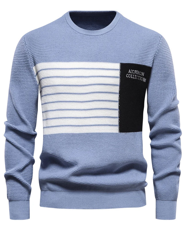 AIOPESON Men's Fashion Stripe Sweater - Casual Knitted Pullover