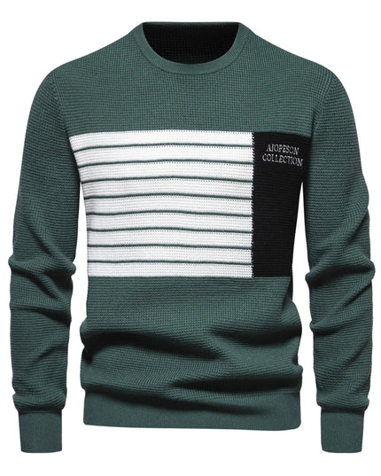 AIOPESON Men's Fashion Stripe Sweater - Casual Knitted Pullover