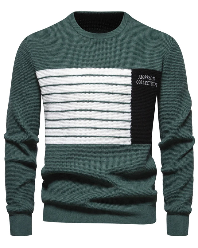 AIOPESON Men's Fashion Stripe Sweater - Casual Knitted Pullover