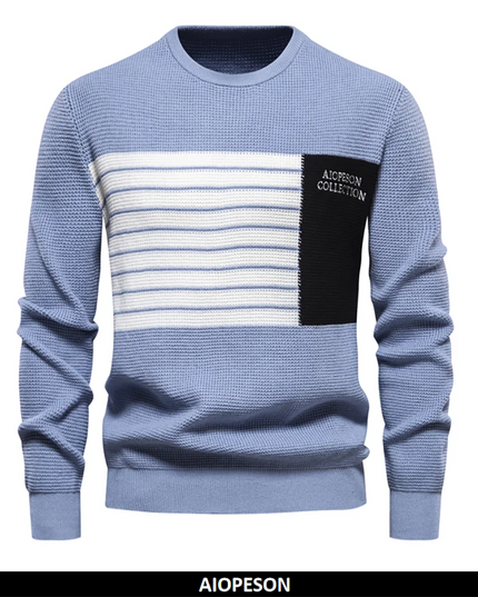 AIOPESON Men's Fashion Stripe Sweater - Casual Knitted Pullover