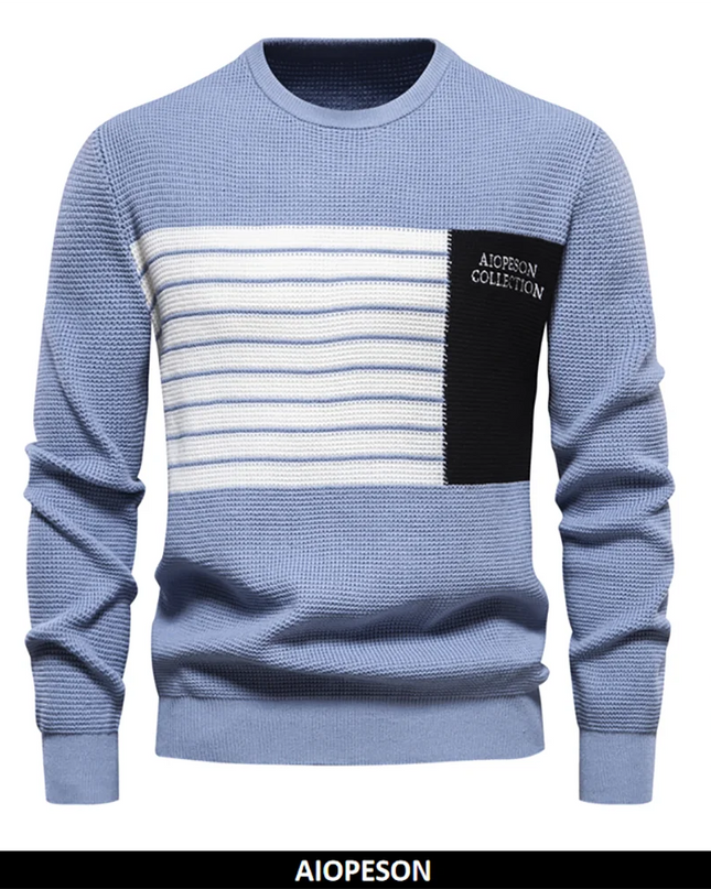 AIOPESON Men's Fashion Stripe Sweater - Casual Knitted Pullover