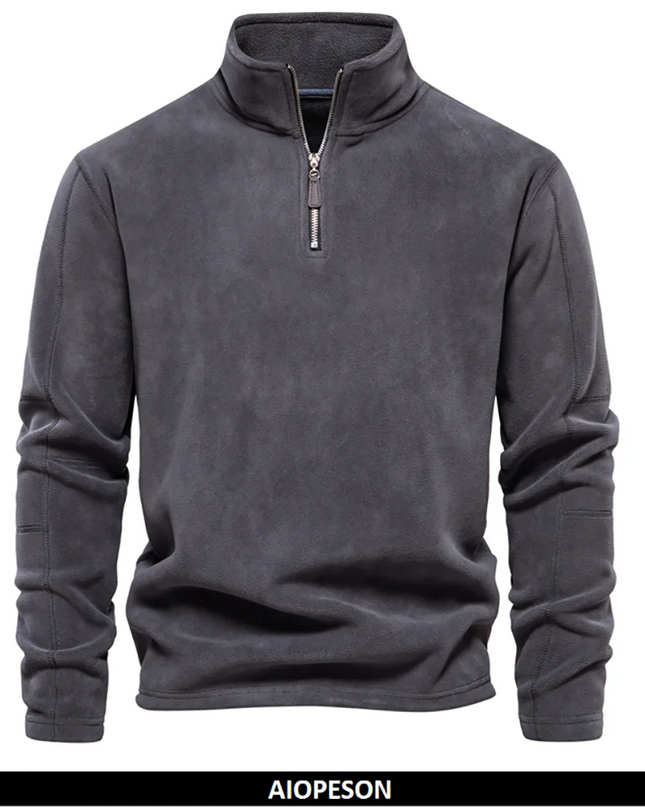 AIOPESON Men's Fleece Jacket - Thicken Warm Zipper Neck Pullover