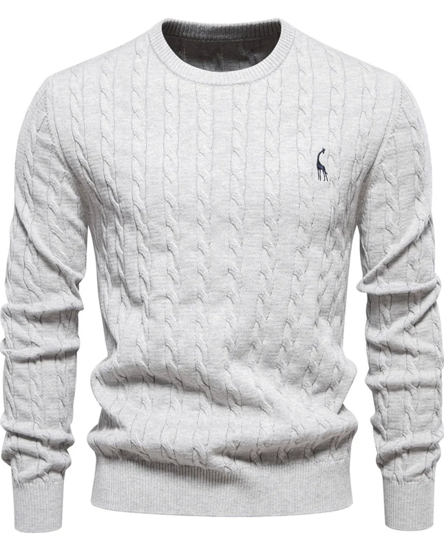 AIOPESON Men's Giraffe Pullover Sweater - Classic Twist Knit Style