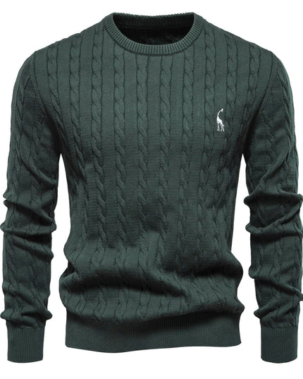 AIOPESON Men's Giraffe Pullover Sweater - Classic Twist Knit Style