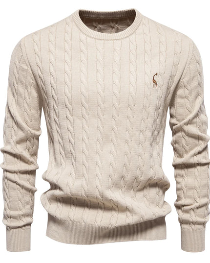 AIOPESON Men's Giraffe Pullover Sweater - Classic Twist Knit Style