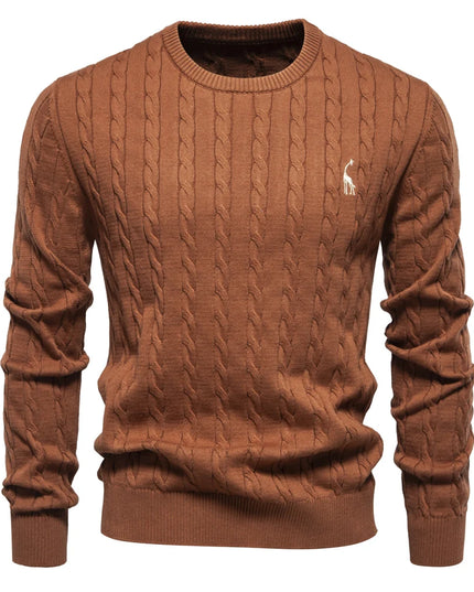 AIOPESON Men's Giraffe Pullover Sweater - Classic Twist Knit Style
