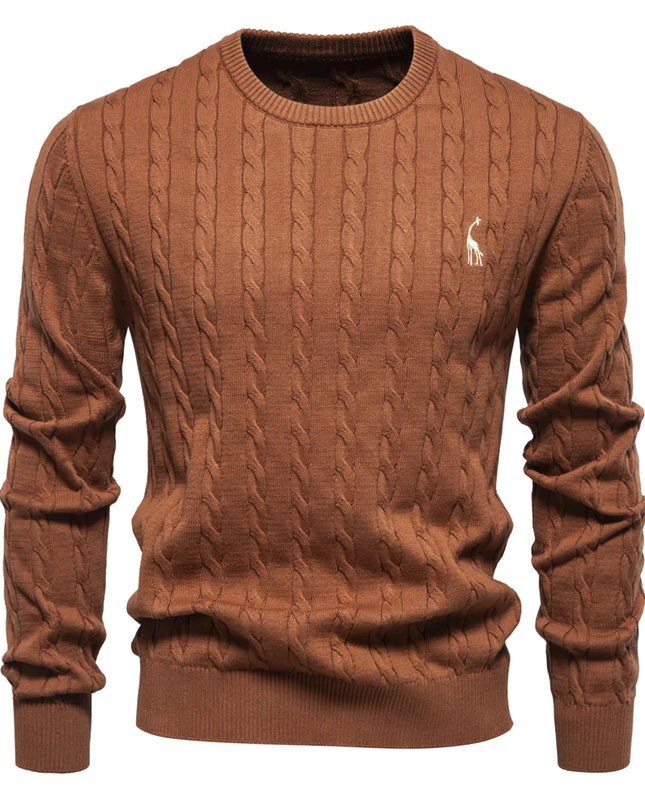 AIOPESON Men's Giraffe Pullover Sweater - Classic Twist Knit Style