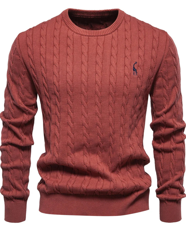 AIOPESON Men's Giraffe Pullover Sweater - Classic Twist Knit Style