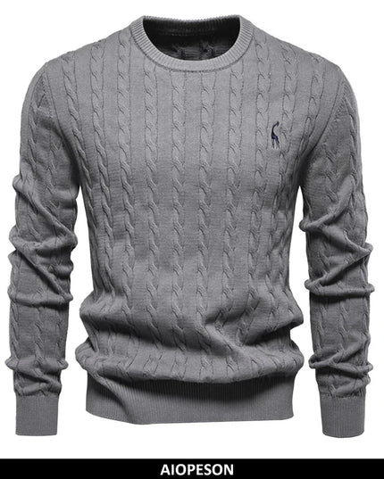 AIOPESON Men's Giraffe Pullover Sweater - Classic Twist Knit Style