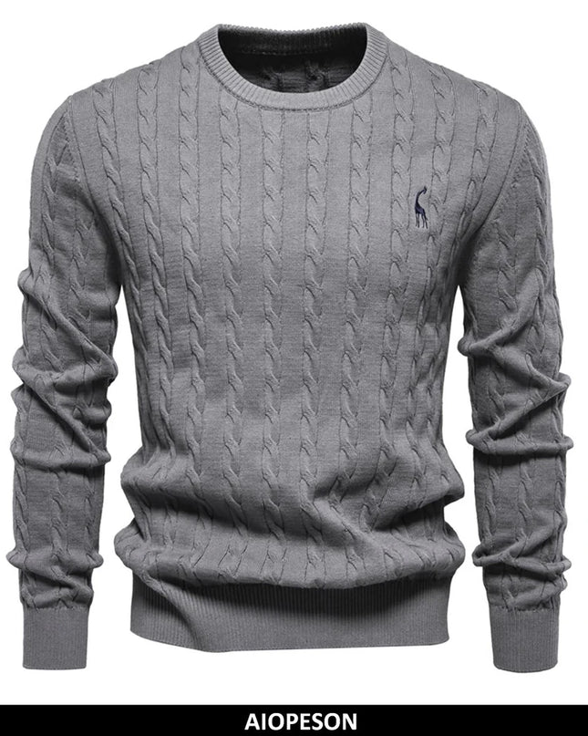 AIOPESON Men's Giraffe Pullover Sweater - Classic Twist Knit Style