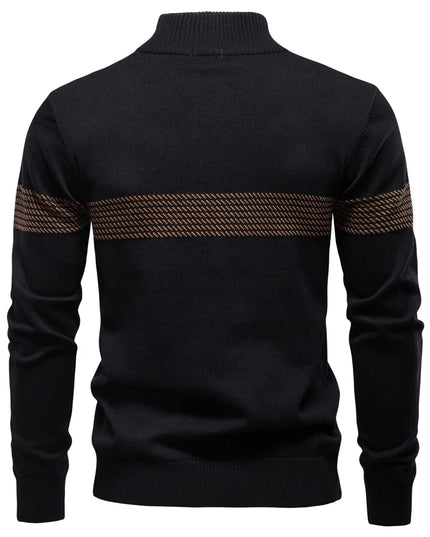 AIOPESON Men's Half Zip Sweater - Thick Warm Striped Knit Pullover