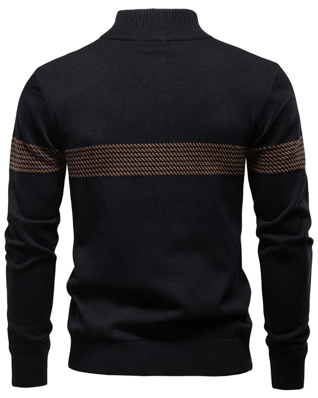 AIOPESON Men's Half Zip Sweater - Thick Warm Striped Knit Pullover