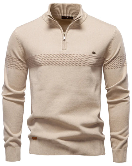 AIOPESON Men's Half Zip Sweater - Thick Warm Striped Knit Pullover