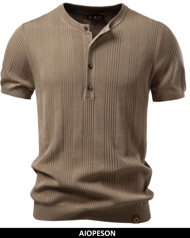 AIOPESON Men's Henley Neck T-Shirt - Soft, Breathable, Casual Summer Top