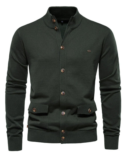 AIOPESON Men's Knit Mock Neck Cardigan - Casual Autumn Sweater