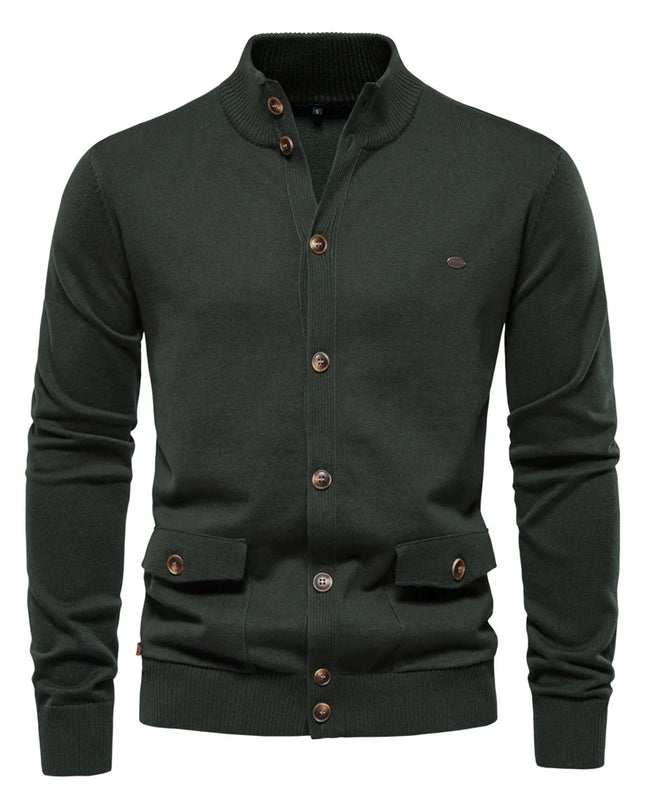AIOPESON Men's Knit Mock Neck Cardigan - Casual Autumn Sweater