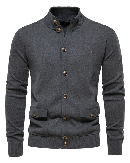 AIOPESON Men's Knit Mock Neck Cardigan - Casual Autumn Sweater