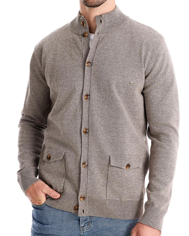 AIOPESON Men's Knit Mock Neck Cardigan - Casual Autumn Sweater